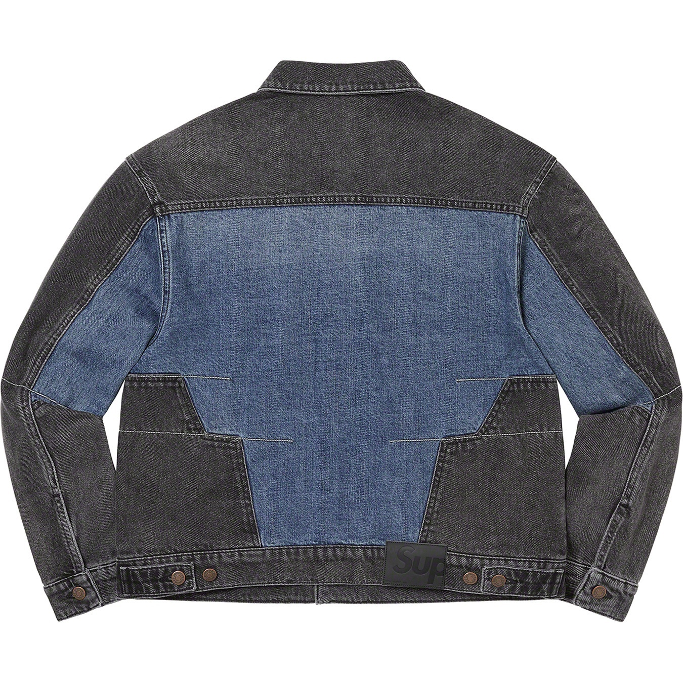 2-Tone Paneled Denim Jacket view 16